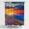 Magic Pink Rhododendron Flowers on Summer Mountain Shower Curtain - Multicolor