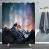 Snow-Capped Mountain Peaks with Fantastic Starry Sky Shower Curtain - Multicolor