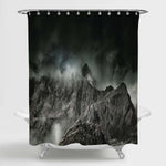 Rocky Mountains Range with Cloudy Sky Shower Curtain- Dark Grey