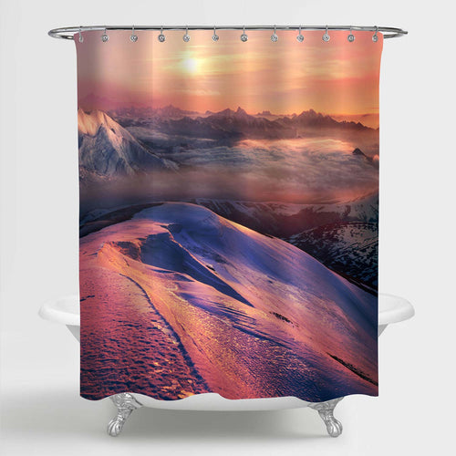 Infinite Space Alpine Peaks Shower Curtain - Purple Gold