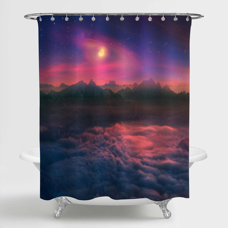 Amazing Mountains and Starscape Shower Curtain - Purple