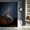 Night View of Ushba Mountain with Dark Starry Sky Shower Curtain - Dark Blue Brown