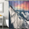 Ice Rocks During a Foggy Storm on the Mountain Shower Curtain - Red White