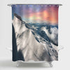 Ice Rocks During a Foggy Storm on the Mountain Shower Curtain - Red White