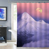 Moonrise Among Alpine Mountian Peaks Shower Curtain - Purple Pink