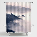 Mountain Slope with Fog Shower Curtain - Grey Blue