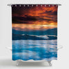Majestic Autumn Morning Sunrise in the Caucasus Mountains Shower Curtain - Blue Gold