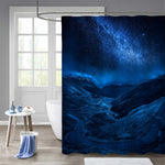 Winding Mountain Road Over a Canyon at Night with Stars and Stunning Milkyway Shower Curtain - Dark Blue