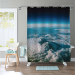 Mountain Fuji Volcano with a Snow Cap Shower Curtain - Blue White