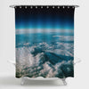 Mountain Fuji Volcano with a Snow Cap Shower Curtain - Blue White