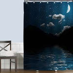 Mountain Under Night Sky Shower Curtain - Dark Blue