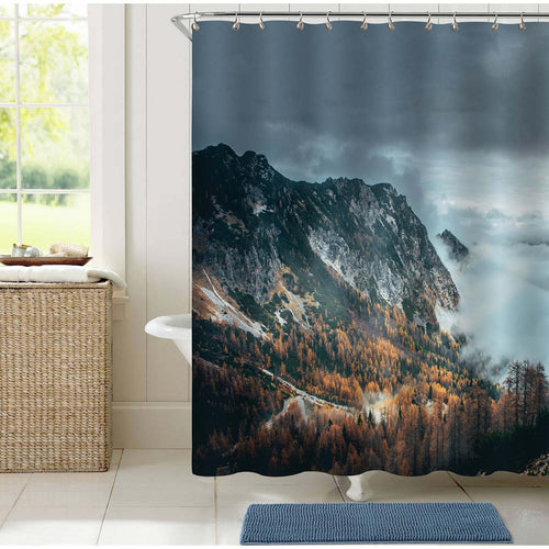 Clouds in Autumn Mountains Shower Curtain - Grey Brown