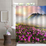 Fabulous Sunrise in the Mountains Shower Curtain - Pink Green Gold