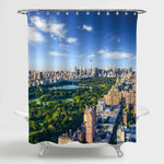 NYC Manhattan Central Park Aerial View Shower Curtain - Green Blue