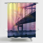 Mystic Foggy Bridge Shower Curtain - Purple Grey