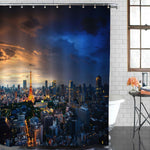 Amazing Cityscape of Tokyo at Sunset Shower Curtain - Blue Gold