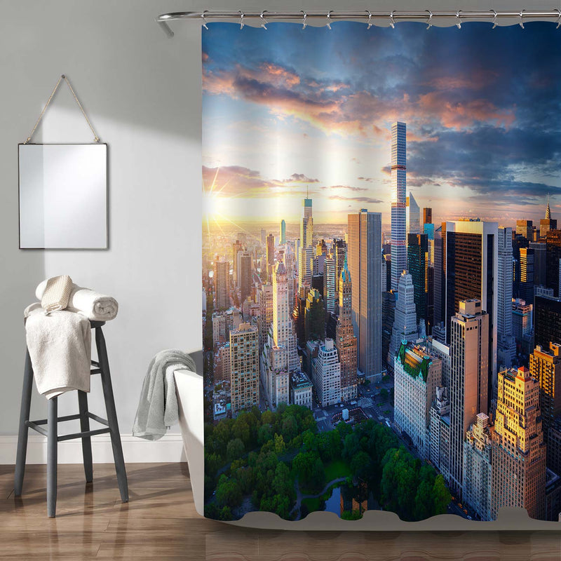 NYC Manhattan Skyline Aerial Photo Shower Curtain