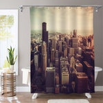 Chicago Downtown Aerial View Shower Curtain - Brown
