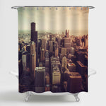 Chicago Downtown Aerial View Shower Curtain - Brown