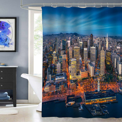 San Francisco Skyline Shower Curtain - Blue Gold