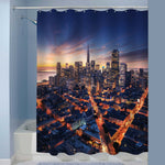 San Francisco City Downtown Urban Street and Skyscrapers at Sunset Shower Curtain - Gold Blue