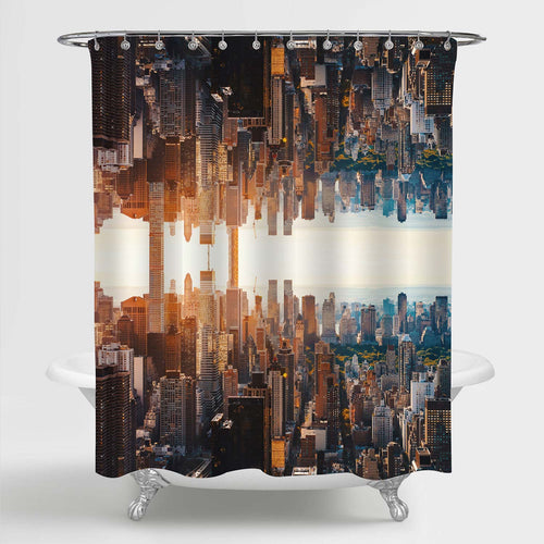 Invert New York City Skyline Shower Curtain - Brown