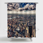 Aerial View of New York Gramercy and East Village City Scene at Sunset Shower Curtain