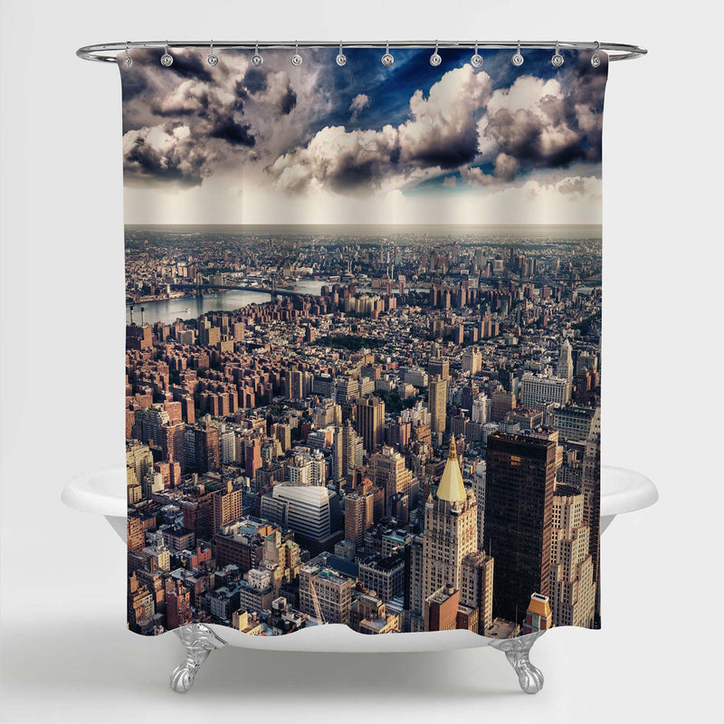 Aerial View of New York Gramercy and East Village City Scene at Sunset Shower Curtain