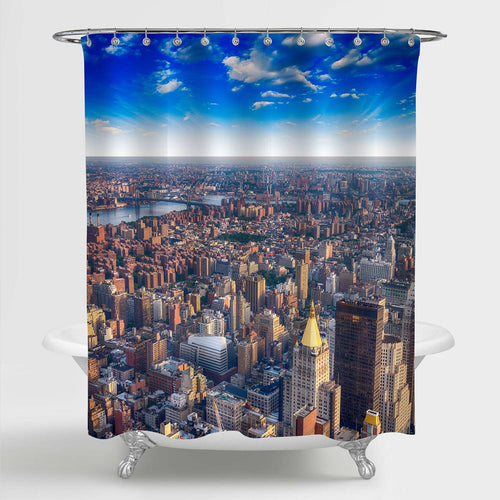 USA NYC Cityscape Shower Curtain - Blue Brown