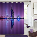 Beautiful Skyline Scene in Dubai Shower Curtain - Purple