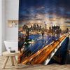 Evening Aerial View of NYC Manhattan After Sunset Shower Curtain - Gold Blue