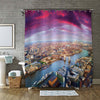 Aerial View of Pink Sky Over London Tower Bridge Shower Curtain - Pink Gold