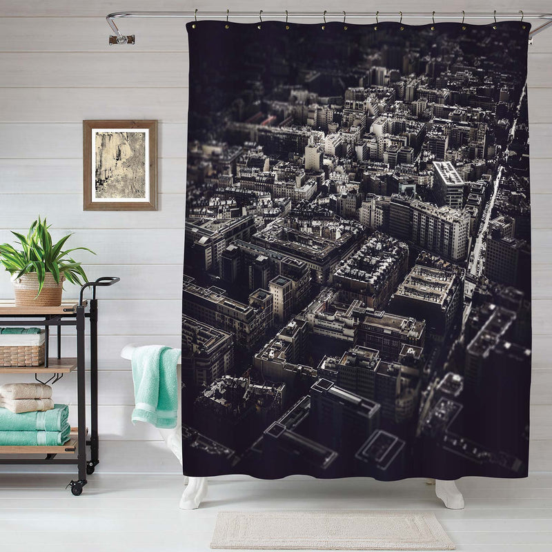 Aerial View of Residential Area in Paris Shower Curtain - Black