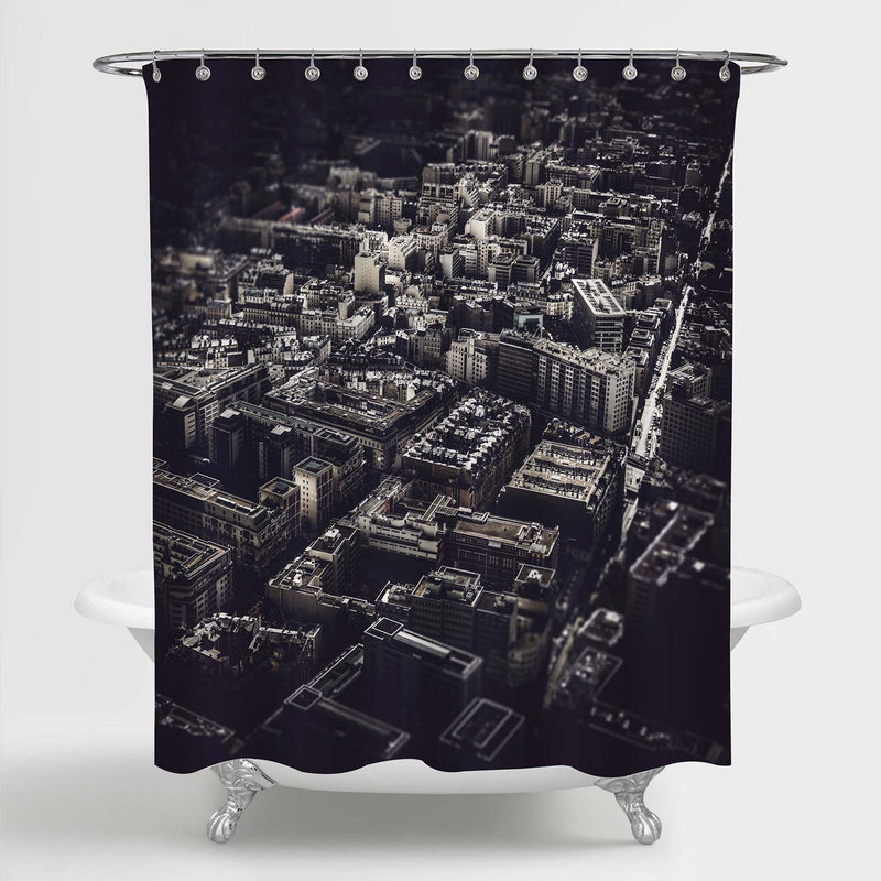Aerial View of Residential Area in Paris Shower Curtain - Black