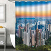 Hong Kong Skyline at Sunset Shower Curtain - Blue