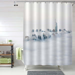 Dubai World's Highest Skyscrapers Drowning in Fog Shower Curtain - Grey