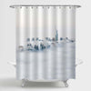 Dubai World's Highest Skyscrapers Drowning in Fog Shower Curtain - Grey