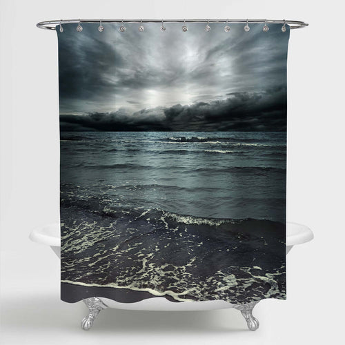 Stormy Clouds Over Dark Ocean Shower Curtain - Grey