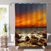 Tropical Suumer Sunset Landscape Shower Curtain - Gold