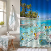Tropical Ocean Beach and Palm Trees Shower Curtain - Blue Green