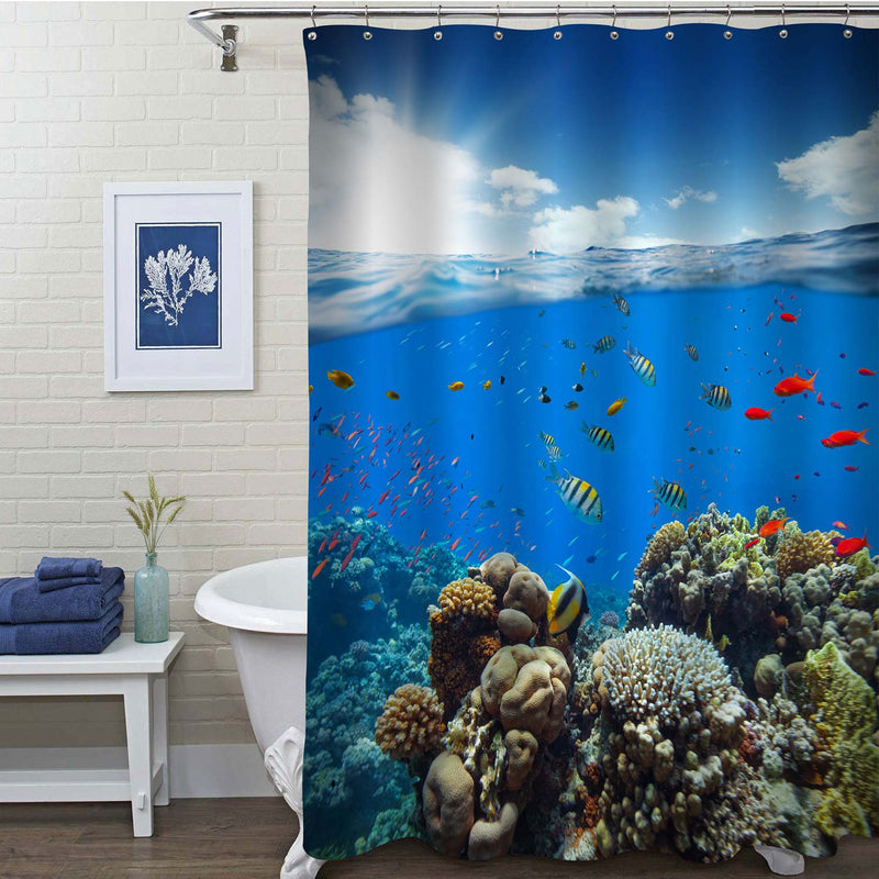Ocean Underwater Coral Reef with Shower Curtain - Blue