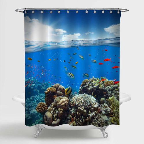 Ocean Underwater Coral Reef with Shower Curtain - Blue