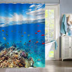 Mediterranean Seascape Shower Curtain - Blue