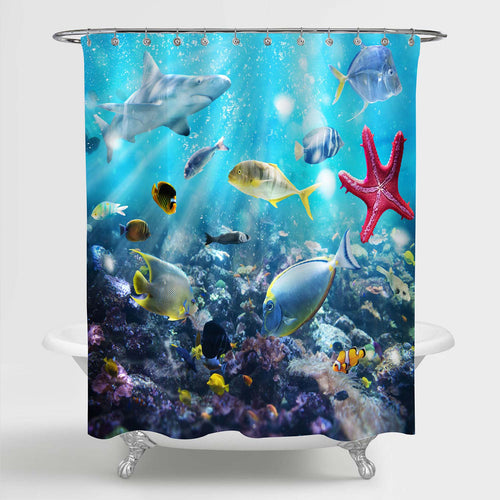 Hawaiian Ocean Aquarium Shower Curtain - Blue