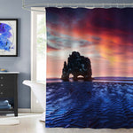 Hvitserkur Troll Rock Landscape Shower Curtain - Blue Purple