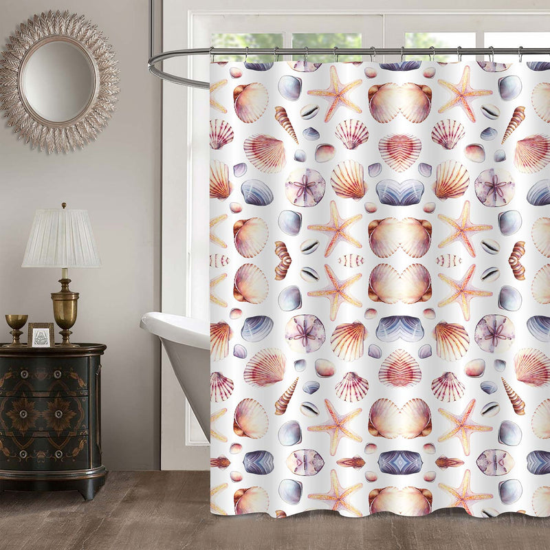 Hand Drawn Sea Shells and Starfishes Shower Curtain
