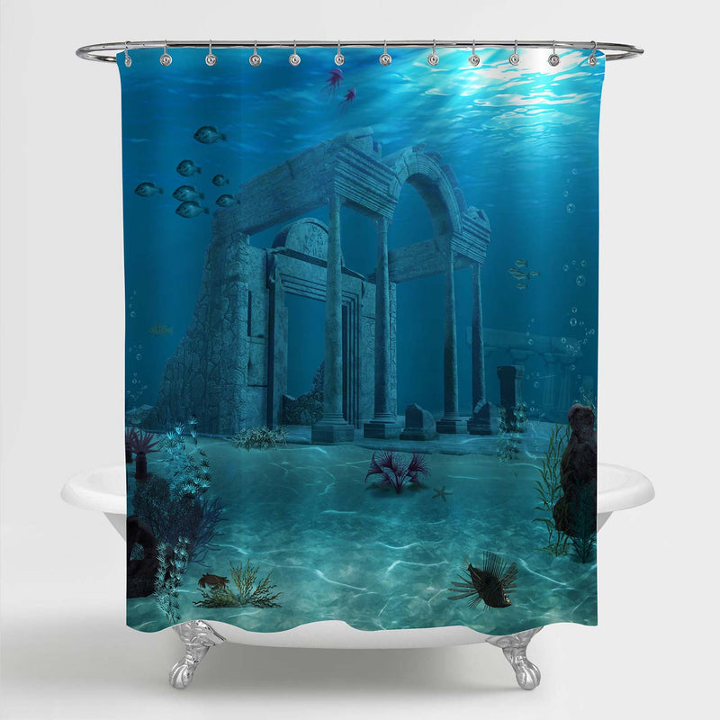 3D Myth Ocean Underwater Landscape Shower Curtain - Blue