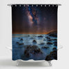 Summer Beach Starry Sky and Milky Way Shower Curtain - Blue Purple