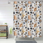 Marine Seashells Collection Shower Curtain - Brown Grey