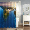 Aerial View of Fantasy Island Shower Curtain - Blue Green Gold